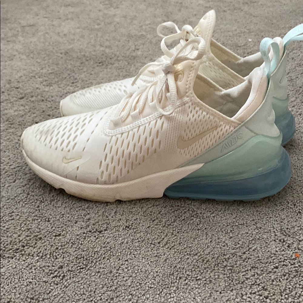 Nike Air Max 270 White and Blue Sneakers
